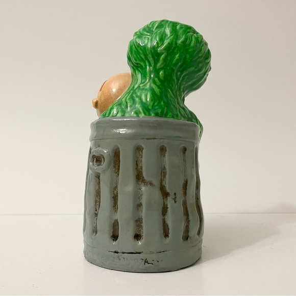 Sesame Street Oscar The Grouch Garbage Can Ceramic Coin Bank - Picture 7 of 16